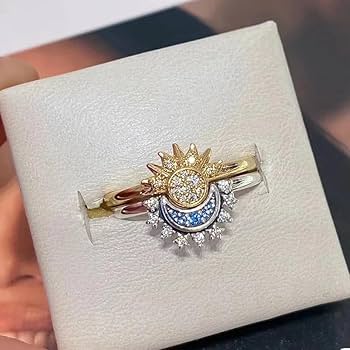 Amazon.com: 925 Sterling Silver Celestial Sun and Moon Ring